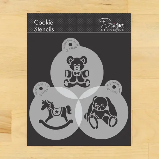 Teddy Bear, Rocking Horse and Bunny Cookie Set | C782 by Designer Stencils | Cookie Decorating Tools | {1}