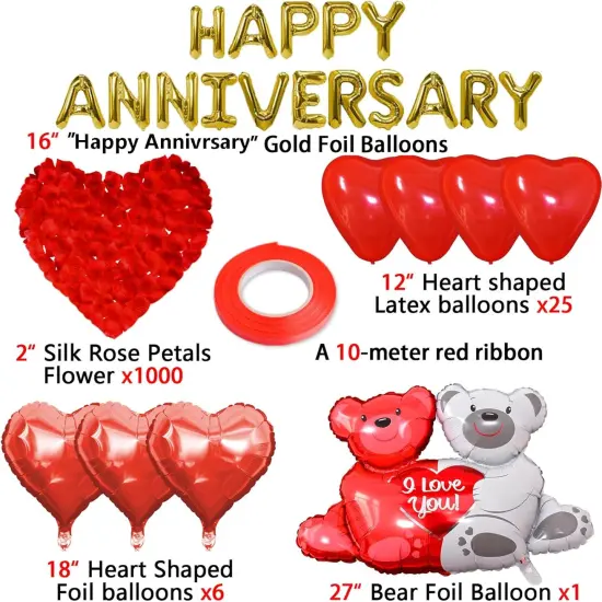 Happy Anniversary Decorations - Balloons, Banner {2}