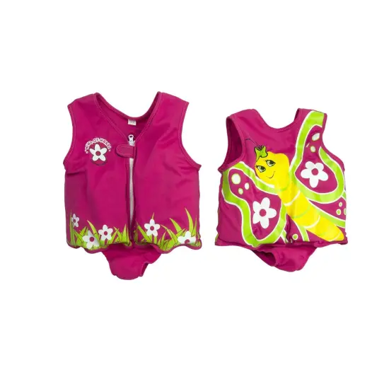 Swim Central Pink and Yellow Butterfly with Flowers Unisex Toddler Swim Vest Ages 1-3 {4}