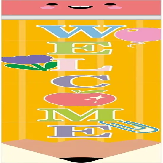 Pencil Welcome Banner Pencils Vertical Back To School Backdrop Sign,7.87 x 39.37 Inch {1}
