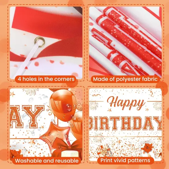 Orange Banner Decorations Large Orange and White Birthday Banner,70.9 x 43.3 Inch {3}