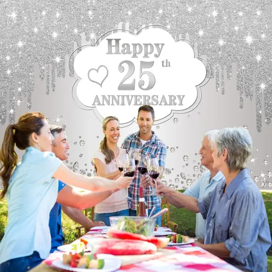 25th Wedding Anniversary Banner Decorations, Silver 25 th Wedding Anniversary {2}