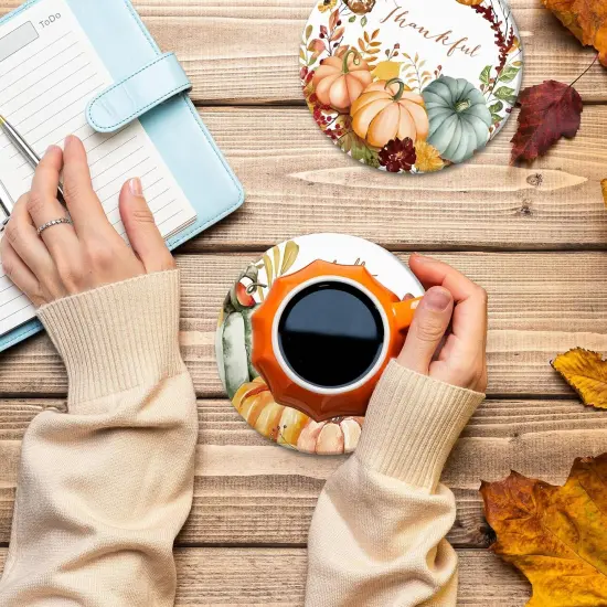6Pcs Fall Coasters with Holder {5}