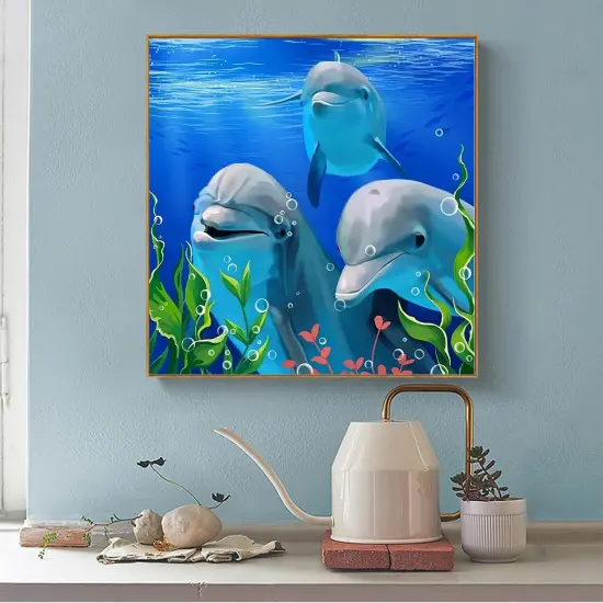 Dolphins Diamond Painting Kits 13.78X13.78 Inch {4}