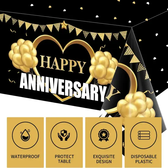 3 Pack Happy Wedding Anniversary Tablecloth Decorations {3}