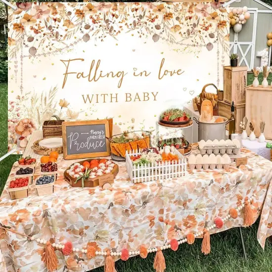Wildflower Fall Little Pumpkin Baby Shower Banner- 5.9x3.6ft {5}