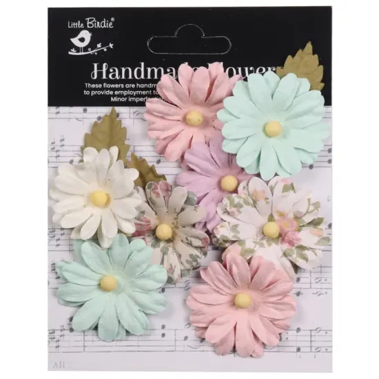 Little Birdie Valerie Paper Flowers 8/Pkg-Fairy Garden {1}