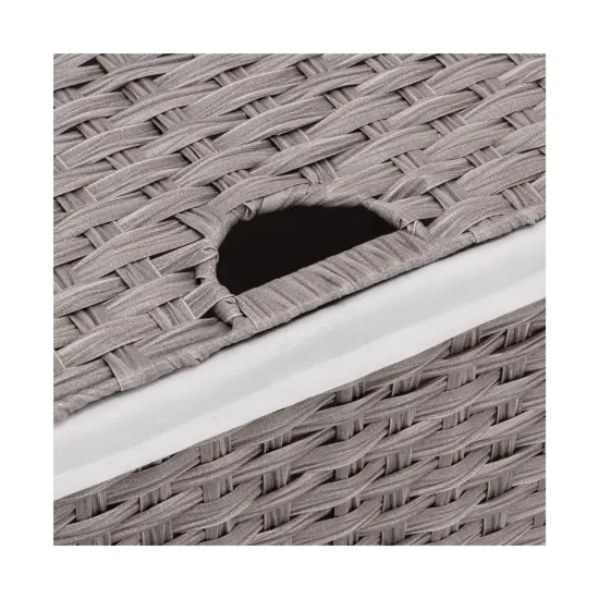 Seville Classics Handwoven Lidded Laundry Hamper Grey {4}