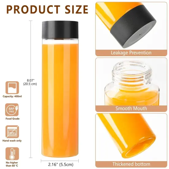 12 Pack 13.6 OZ (400 ml) Clear PET Plastic Juice Bottles {2}
