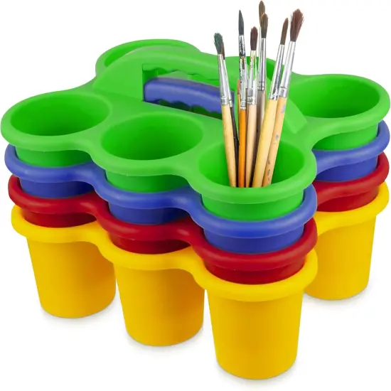 4E's Novelty 4 Pack Pencil Caddy for Classroom, Vibrant Classroom Caddy, Durable Table Drink Holder for School, Useful and Sturdy Schools Desk Bin, Colourful Supply Caddies for School for Various Use {1}