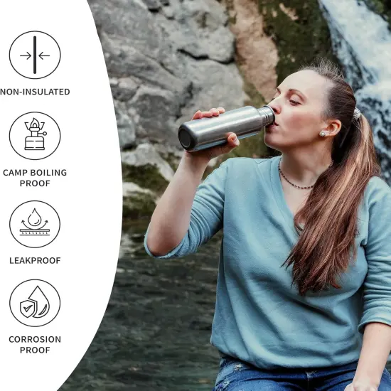 Stainless Steel Water Bottles 32 oz - Silver {2}