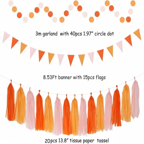 33pcs Autumn Friendsgiving Banner,Streamers Tassel Garland,Birthday Tissue Pom Poms {3}