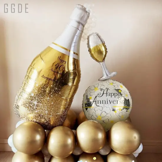 6 Pcs Anniversary Mylar Balloons Round Foil Helium Balloon {3}