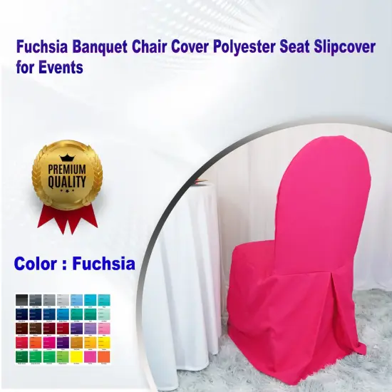 Fuchsia Banquet Chair Cover Polyester Seat Slipcover for Events {1}