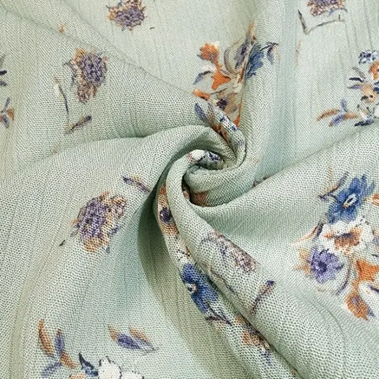 1 Yard Sky Rayon Crinkle Fabric Lightweight 50/52 Inch Width {1}