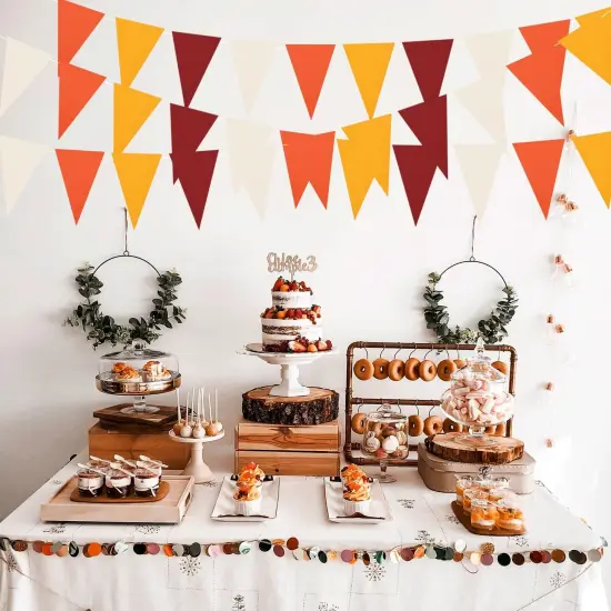 40 Feet 104 Pcs Red Orange Yellow Ivory Banner {4}