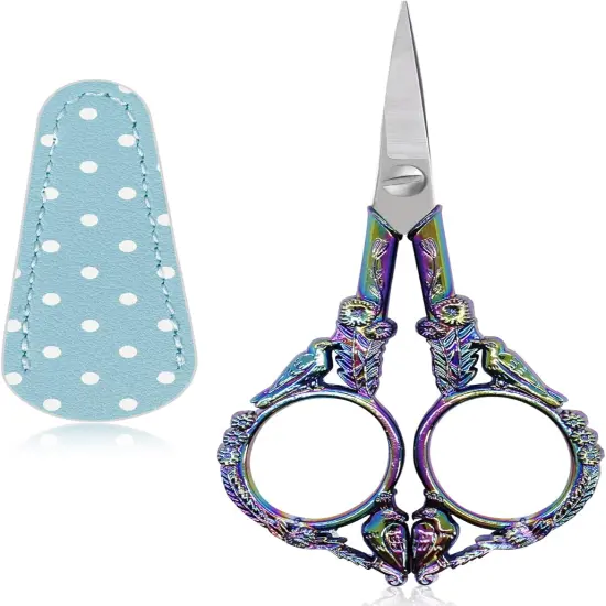 Embroidery Scissors with Leather Cover {1}