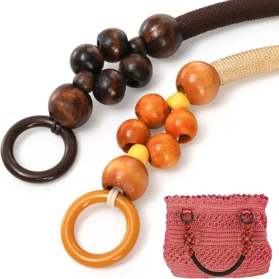 8 PCS Wooden Beaded Purse Handles for Crochet Bag {2}