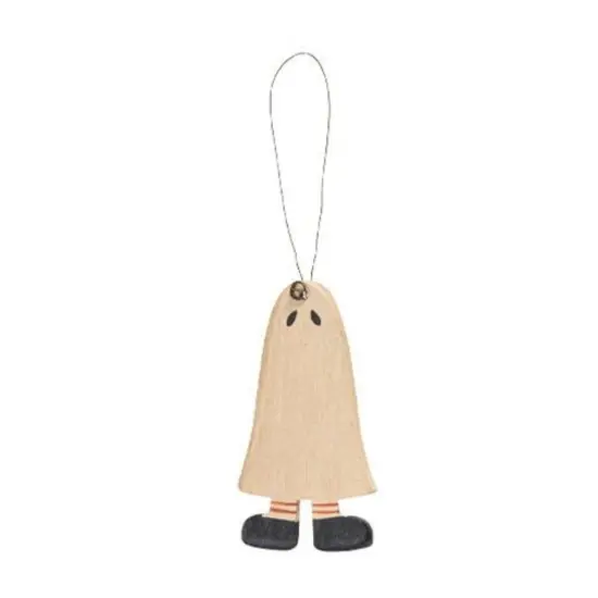 Set of 4 Rustic Halloween Decorations Wooden Witch Hat, Ghost, Candy Corn and Pumpkin Ornaments {2}