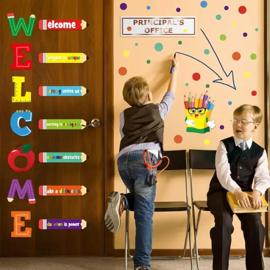 Welcome Window Door Clings Stickers,Welcome Poster for Classrooms Door Decorations {4}