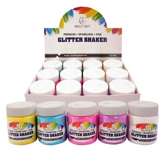 Angels Craft 12 Count Glitter Shaker Set Vivid Edition: Yellow, Pink, Purple, White & Blue Perfect for Group Activities {1}