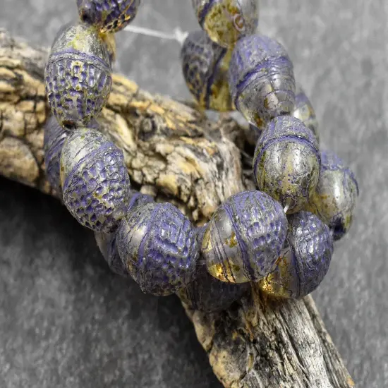 *8* 10x12mm Purple Washed Crystal Picasso Acorn Oval Beads {2}