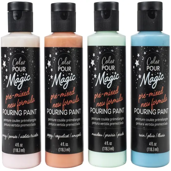 American Crafts Color Pour Magic Pre-Mixed Paint Kit 4/Pkg-Poppy Field {3}