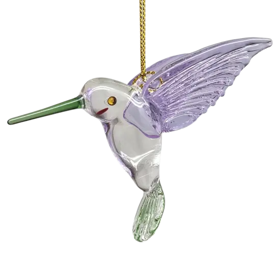 Egyptian Glass Hummingbird Ornament - Purple Wings / Green Tail / Green Beak {2}