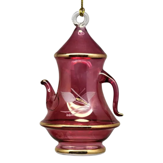 Gold Rimmed Teapot Solid - Red Small {1}
