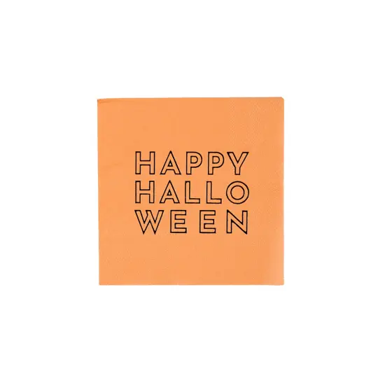 HAPPY HALLOWEEN ORANGE COCKTAIL NAPKINS {1}