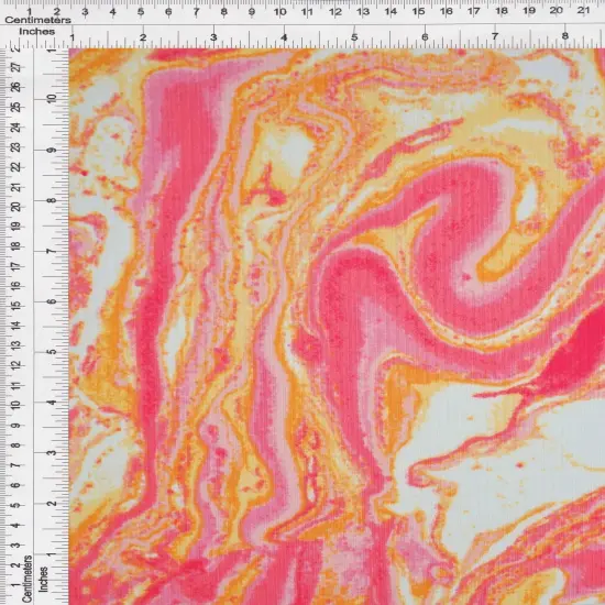 1 Yard Marble Print Yummy Rib Knit Fabric 4x2 Soft Stretch 58/60 Inches Wide PINK/ORANGE {4}