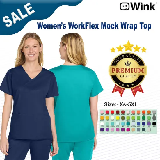 Wink&reg; Women&rsquo;s WorkFlex Mock Wrap Top - WW4760 Navy {4}