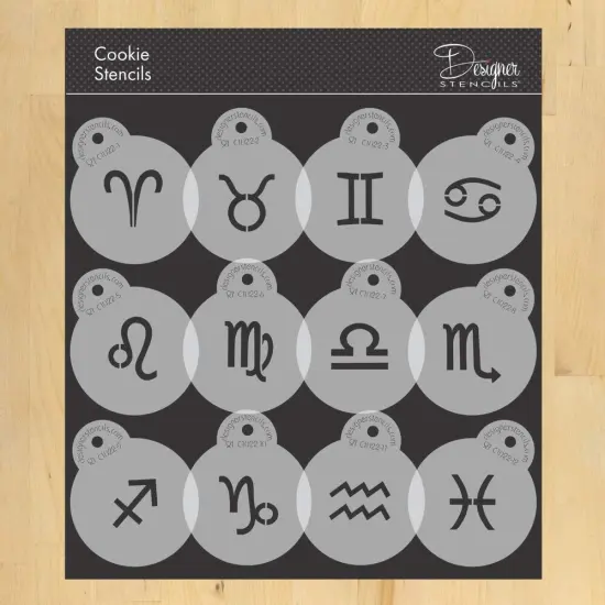 Astrological Zodiac Signs Cookie Stencil Set | C1022 by Designer Stencils | Cookie Stencils for Royal Icing, Airbrush, Dusting Powder | {1}