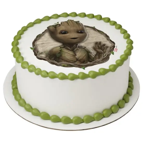 Marvel Studios' I am Groot Cute little scamp Edible Cake Topper Image 7.5 Round {1}