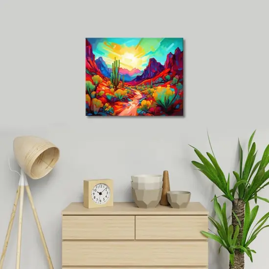 Paint by Numbers for Adults Desert Scene Oil Painting Paint by Numbers for Beginners Cactus Colorful Sky Paint by Numbers Kit DIY Oil Painting {2}