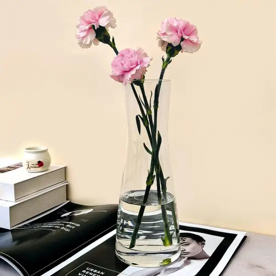 Flower Vase for Decor 10" Clear Glass Vase for Centerpieces Large Vases for Flowers Dried Flower Home Decor Living Room Kitchen Office Wedding(Clear) {3}