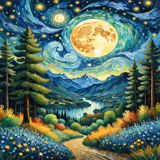 Moon Paint by Numbers Kit for Adults Beginner Forest Adult Paint by Number Kits On Canvas Adults' Paint-by-Number Kits DIY Oil Painting Kits for Gift Home Wall Decor {1}