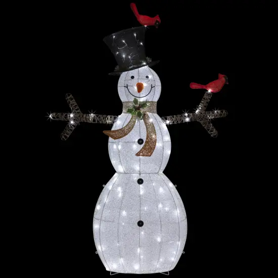 Northlight 72" LED Lighted Snowman with Top Hat Christmas Outdoor Decoration White {1}
