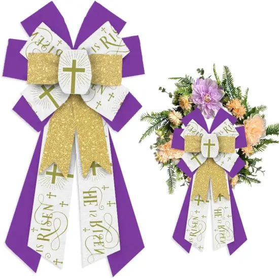 He is Risen Words Ribbon Bows Retro Easter Decor Bows for Easter Indoor Outdoor Decoration {1}