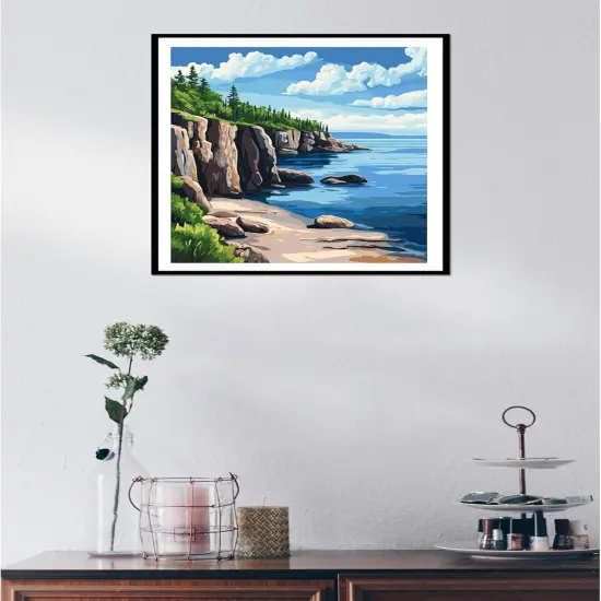 Lake Superior Paint by Numbers for Adults Kits, Rocky Cliffs Paint by Number, North America Landscape Acrylic DIY Oil Painting on Canvas, Home Wall Decor - Natural Scenery {3}