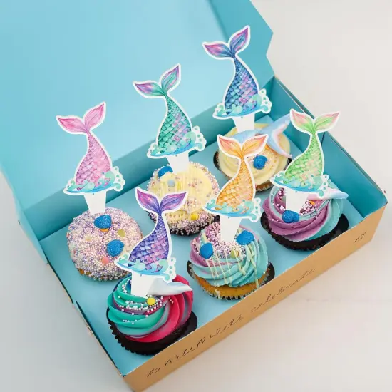 36pc Mermaid Tail Cupcake Toppers: Mini Under the Sea Mermaid Tail Cake Topper Decoration & Cupcake Picks for Birthday Parties & Baby Showers {4}