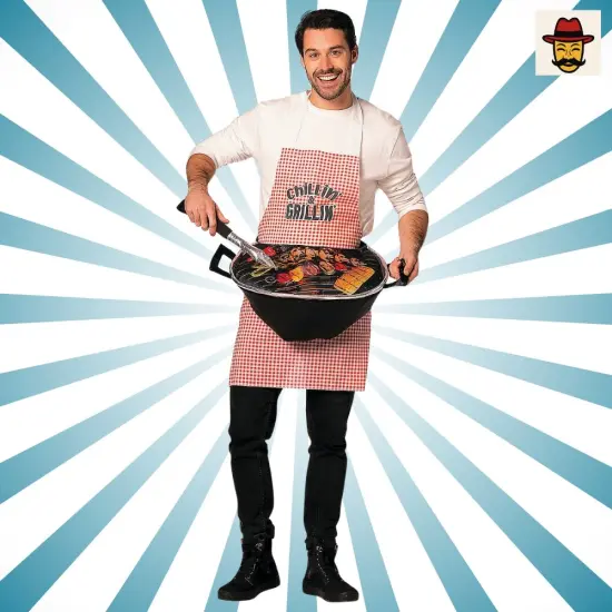 Grill Master Costume Apron With 3D Grill Funny BBQ Halloween Outfit {2}