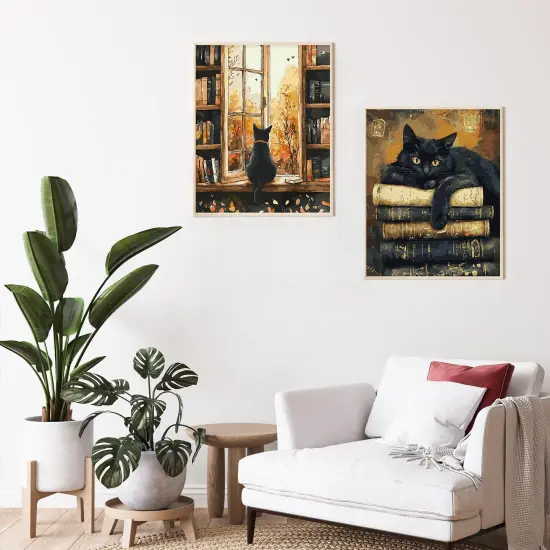 2 Pack Black Cat Paint by Numbers Kit - 16x20 Inch {5}