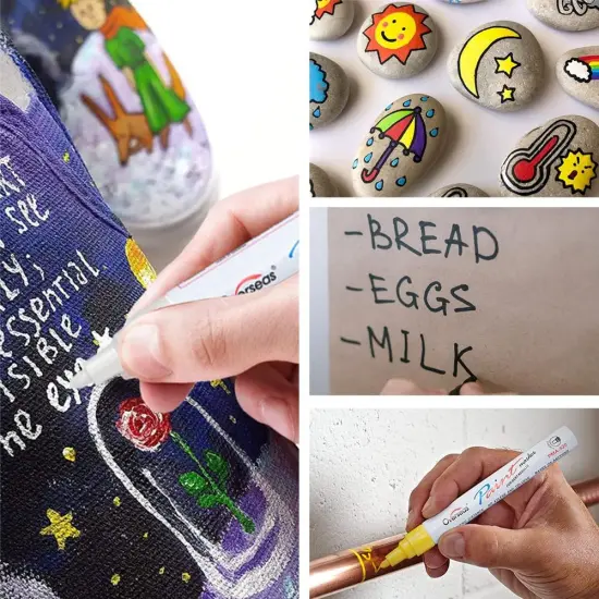 Black Permanent Markers 8 Pack, Oil Based Waterproof Quick Dry Medium Tip Marker Pen for Metal, Wood, Fabric, Plastic, Rock, Stone, Mugs, Canvas, Glass, Art Craft {2}