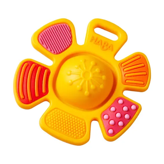 HABA Silicone Teethers for Babies 6-18 Months - Popping Flower Fidget Toy, Silicone Teether Ring & Grasping Toy, Dishwasher Safe Baby Essentials Multicolor {1}