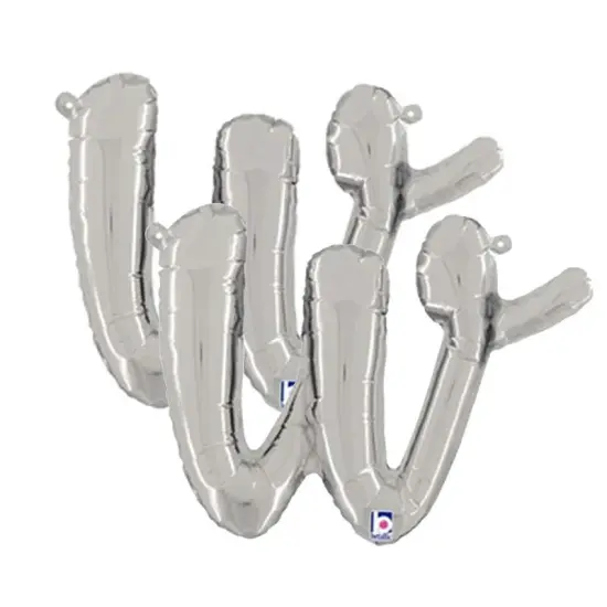 Betallic&reg; 14 Inch Script Letter W Silver Air Fill Only Balloon {6}