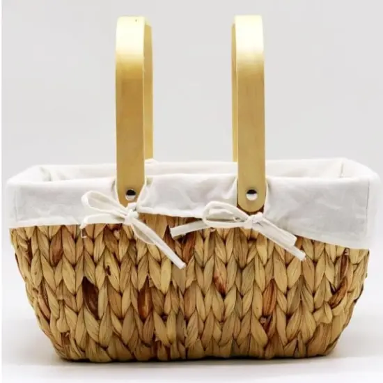 Basket with Handle-Wicker Picnic Basket,Natural Hand-Woven Basket with Lining Removable and Washable,Suitable {1}