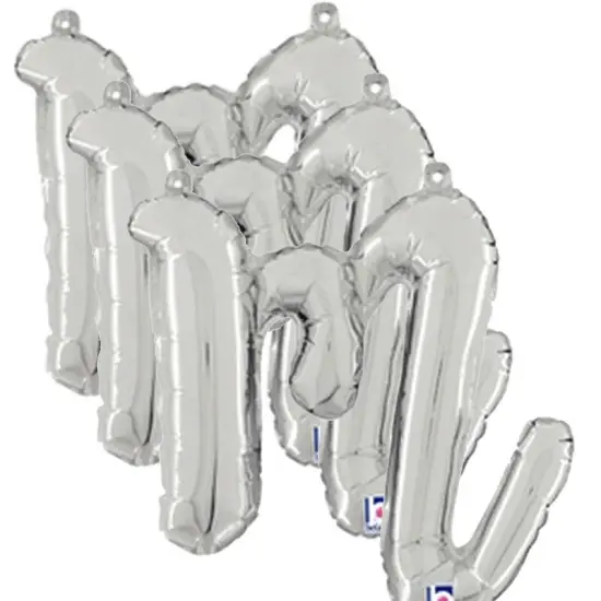 Betallic&reg; 14 Inch Script Letter M Silver Air Fill Only Balloon {6}