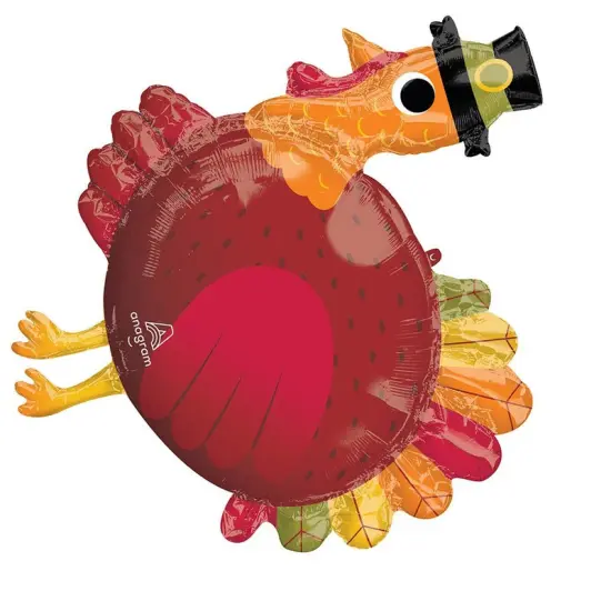 31" Pilgrim Turkey Foil Balloon Thanksgiving Party Decor {3}