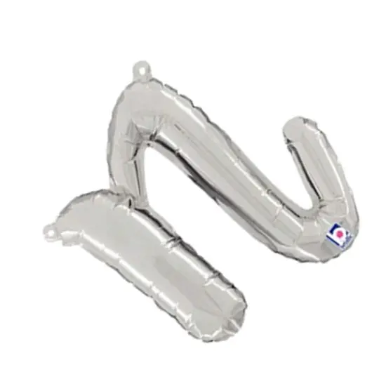 Betallic&reg; 14 Inch Script Letter N Silver Air Fill Only Balloon {5}